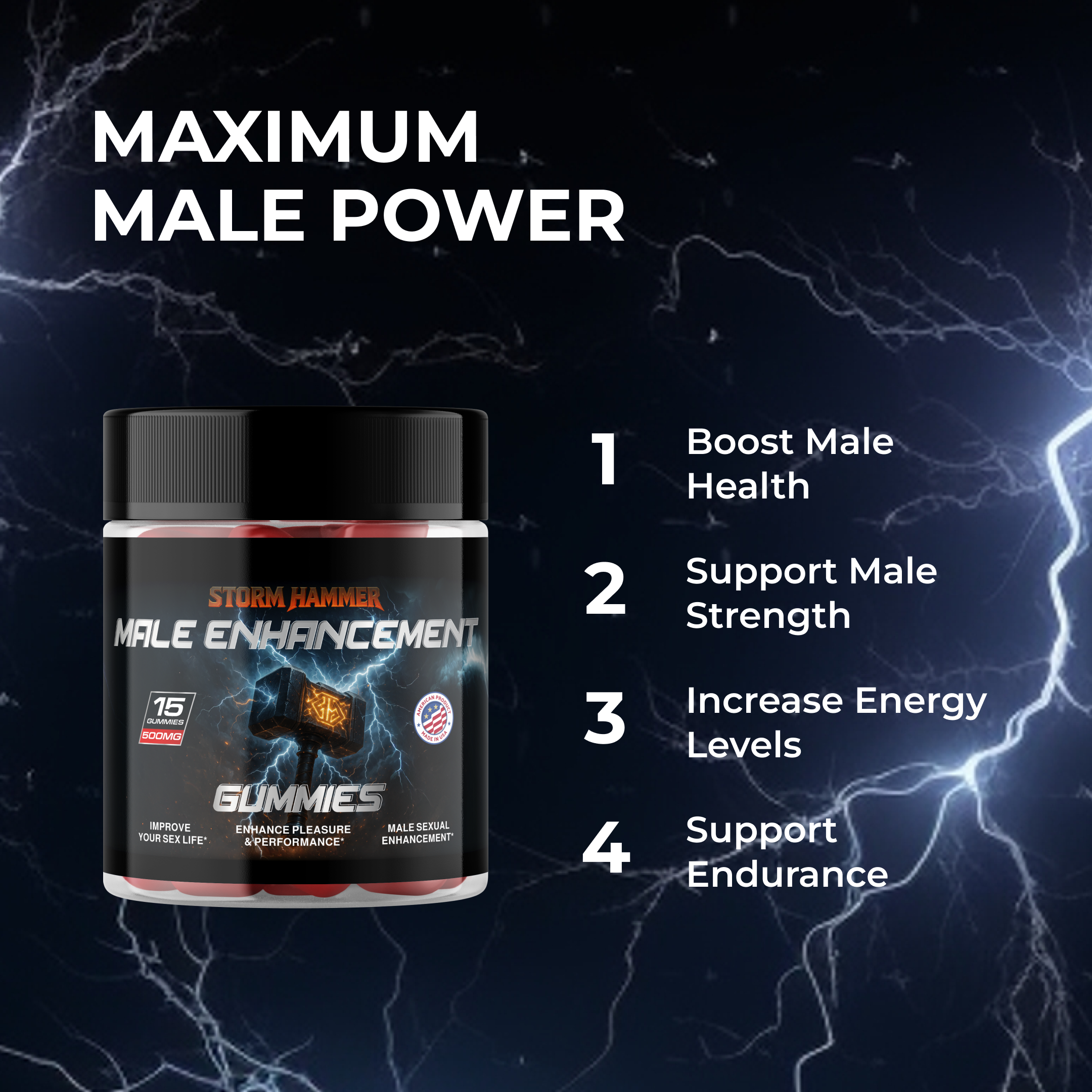 Gomitas para mejorar el rendimiento masculino Storm Hammer
